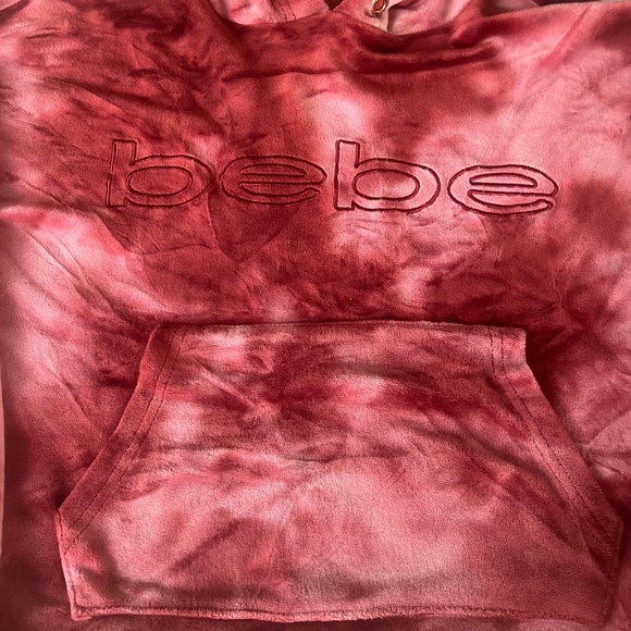 Bebe rose pullover hoodie velvet feel size large. - Picture 4 of 7